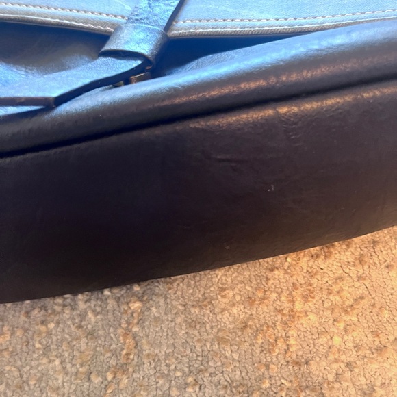 ESPE Vegan Leather Shoulder/ Messenger  Purse Tote Bag Blue And Denim - Picture 10 of 12